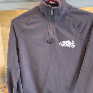 Roots 1/4 Zip lightweight shirt Grey with Beaver Logo and Long Sleeves
